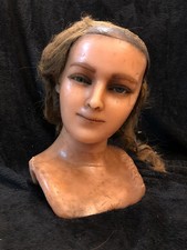 Vintage Antique Life Size YOUNG WOMAN - FEMALE WAX MANNEQUIN HEAD - Damaged