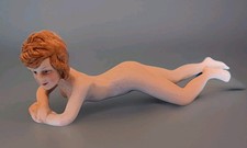 Porcelain Bisque Art Deco c.1920 Bathing Beauty Nude Lying Lady Figurine 