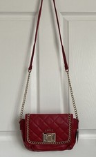 Ladies Red LIPSY LONDON Small Faux Leather Quilted Chain Crossbody Bag BNWT