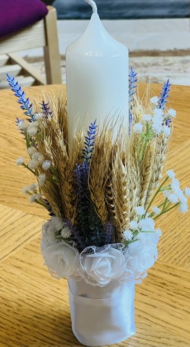 White christening candle - christening, with