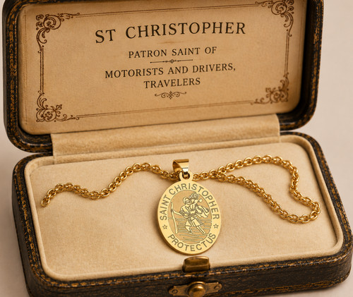 Gold saint christopher new - st,