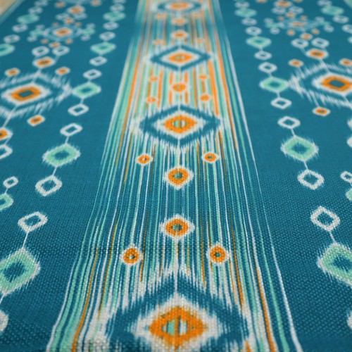 Blue ikat upholstery fabric - ikat,