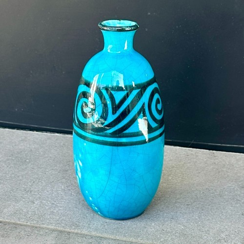 Crackle blue enamel ceramic - blue,