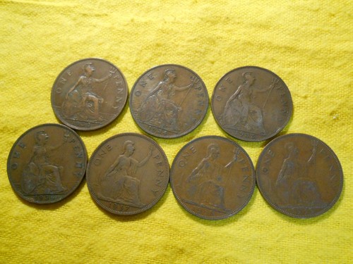 British old penny coins - 7,