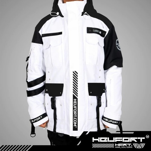 Men techwear white parka - techwear,