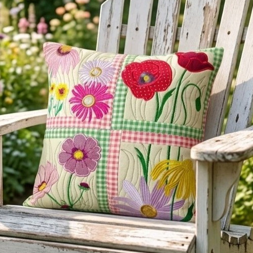 Embroidered cushion cover - cushion,