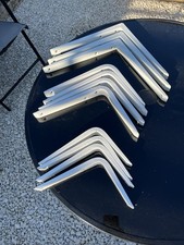 4x White Metal Shelf Brackets 25cm x 20cm Wall Mounted