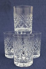4x Vintage Signed RICHARDSON Crystal Cut Glass Smaller Whisky Tumblers - 8cm