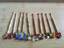 10 Wood Lace Making  Bobbins With Spangles # 16