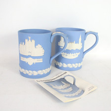 WEDGWOOD Jasperware Christmas Mug Bundle 1974 & 1980 Blue/White - STL
