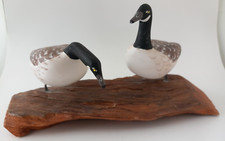 Canada Geese Hand-Carved Wooden Figurine Signed L J Pelletier Vintage