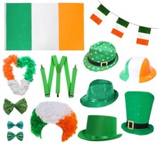ST PATRICKS DAY HAT WIG FLAGS