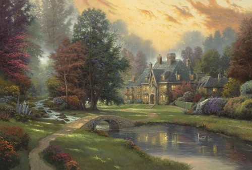 Thomas kinkade lakeside manor - lakeside,