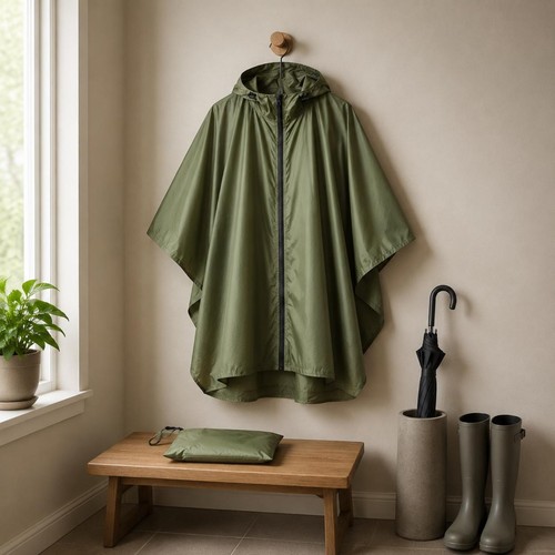 Zipper rain poncho portable - poncho,
