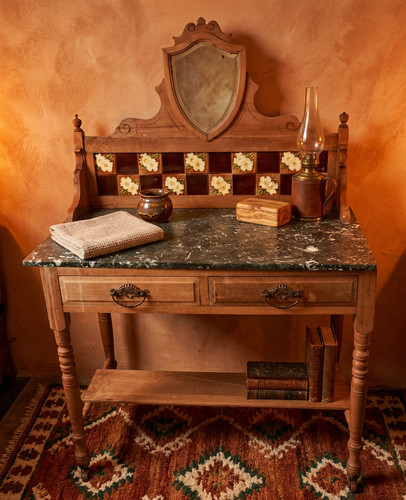Antique wash stand with - stand, marble