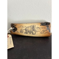 Vintage Scrimshaw Mammoth Tusk