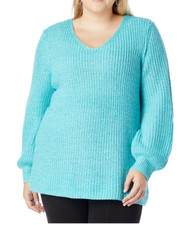 Nina Leonard Aqua Blue Knitted