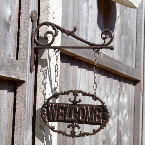 Cast iron welcome sign - iron,