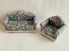 1:12 scale Dolls house Miniature hand upholstered Sofa & Chair Set