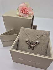 Hot Diamonds Sterling Silver & Real Diamond Butterfly Necklace. NEW & BOXED.