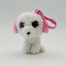 Ty Beanie Boo 2012 Diva Bichon Frise Dog Soft Toy Keyring Key Bag Clip Charm 3”