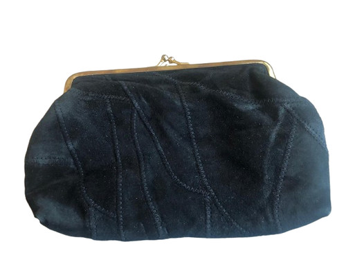 Vtg black suede patchwork - black,