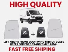 Left + Right Pair Front Door Wing Mirror Glass Upper For Ford Transit MK8 2014+