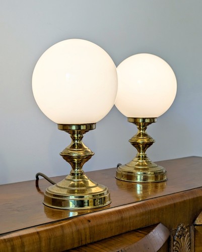 Pair vintage brass table lamps - vintage,
