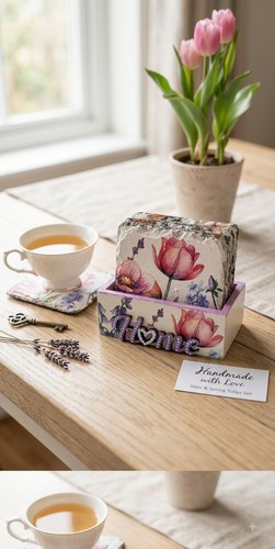 Handmade floral slate - floral,