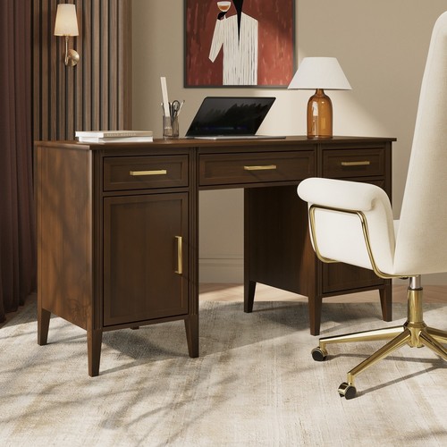 Walnut office desk - office,