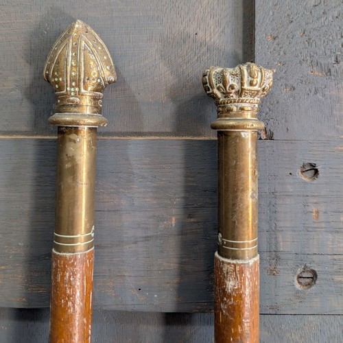 Vintage brass oak crown - crown, &