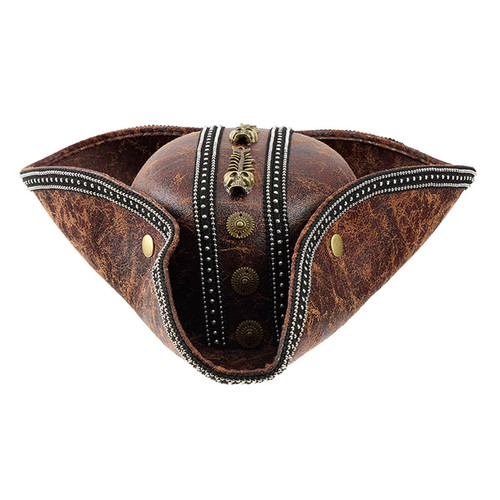 Pirate tricorn hat leather - hat, pu