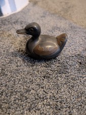 PEWTER & BRASS DUCK TRINKET BOX CHINESE VINTAGE MID CENTURY NOVELTY