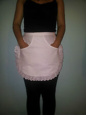 WHITE WAITRESS KITCHEN COOKING MAID HALF PINNY SCHOOL APRON WITH FRONT POCKET