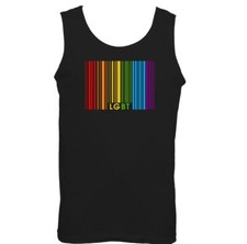 LGBT Barcode Mens Gay Vest Pride Rainbow Colours Top Tee Outfit Clothing