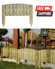 Wooden Log Panel Garden Border Fencing 15cm High Lawn Edging & Flower Bed Border