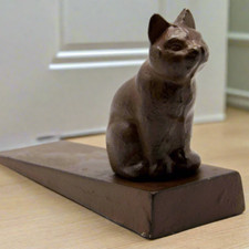 Cast Iron Cat Door Stop Wedge