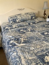 SUPERKING BED THROW BESPOKE  TOILE DE JOUY INTERLINED COTTON, HUGE 302 cm x 277