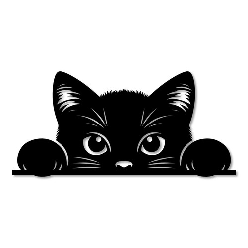 Peeking cat metal wall art - metal,