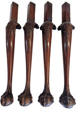 Set of 4 carved cabriole ball