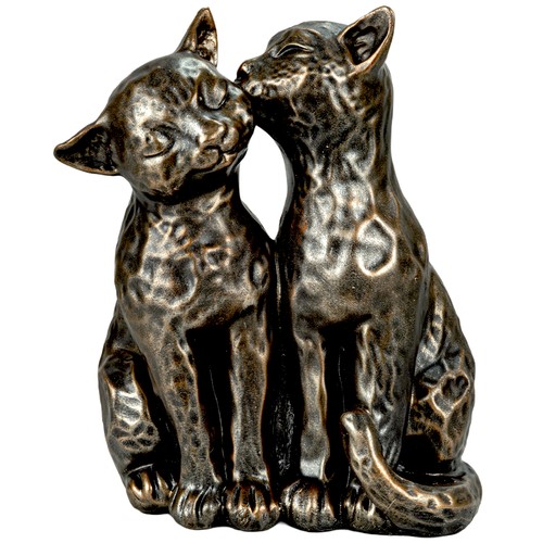 Two preening cats - preening,