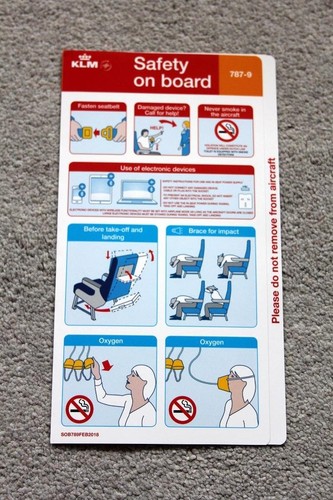 Klm boeing 787 safety card - 787-9,