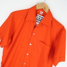 Vintage 70's Dagger Collar Mens Shirt Disco SZ Small Long  (M7277)