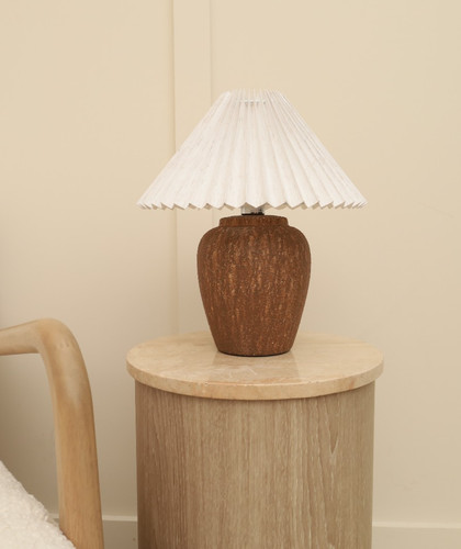 Brown ceramic pleated shade - ceramic,