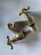 brushed brass antique basin taps. Hot and Cold . used.