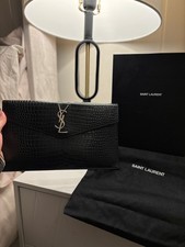 YSL Silver Uptown Pouch In