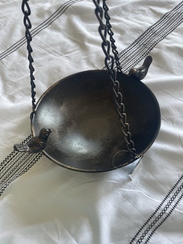 Metal bird bath with chain - bird,