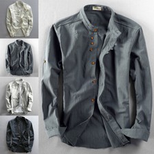 Men Causal Linen Shirt Slim