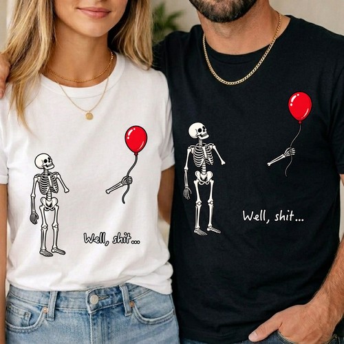 Funny skeleton lost balloon - balloon, t
