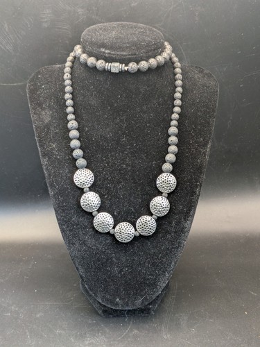 Volcanic lava rock necklace - necklace, &